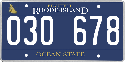 RI license plate 030678
