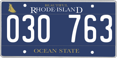 RI license plate 030763