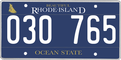 RI license plate 030765