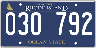 RI license plate 030792