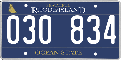 RI license plate 030834
