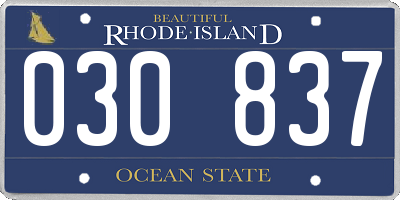 RI license plate 030837