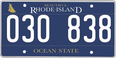 RI license plate 030838