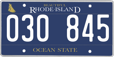 RI license plate 030845