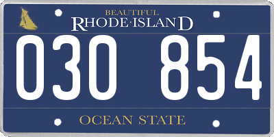 RI license plate 030854