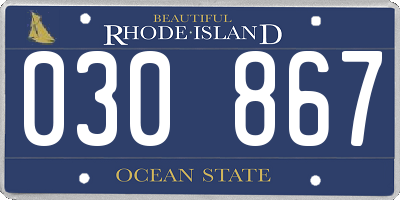RI license plate 030867