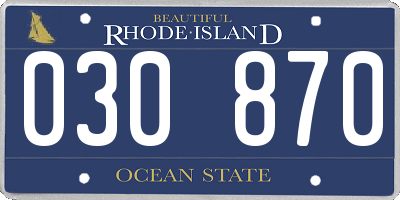 RI license plate 030870