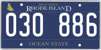 RI license plate 030886