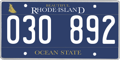 RI license plate 030892