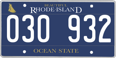 RI license plate 030932