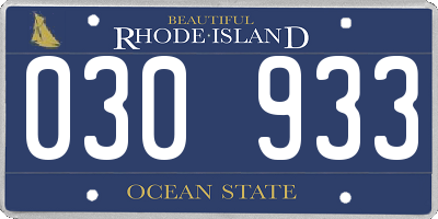 RI license plate 030933