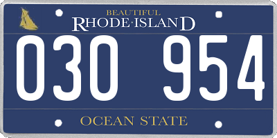 RI license plate 030954