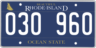 RI license plate 030960
