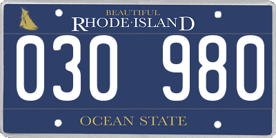 RI license plate 030980