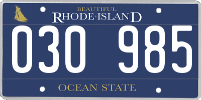 RI license plate 030985