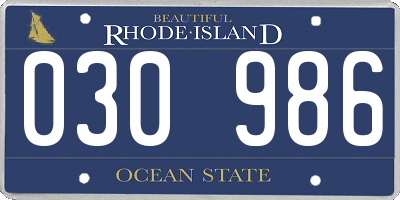 RI license plate 030986