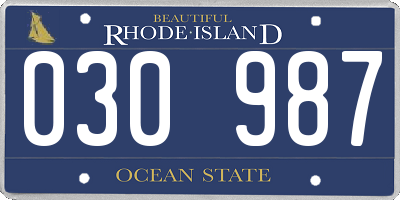 RI license plate 030987