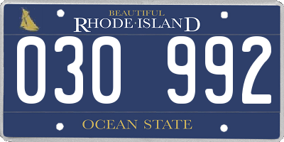 RI license plate 030992