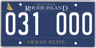 RI license plate 031000