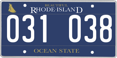 RI license plate 031038