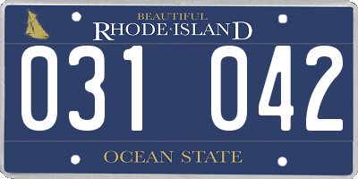 RI license plate 031042