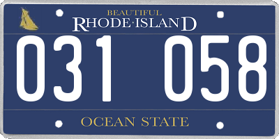 RI license plate 031058