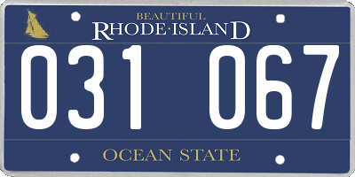 RI license plate 031067