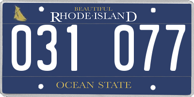 RI license plate 031077