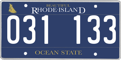 RI license plate 031133