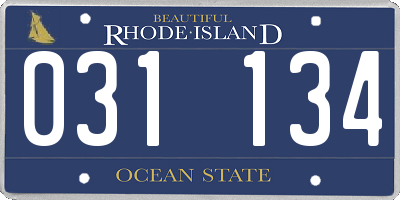 RI license plate 031134