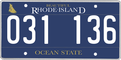 RI license plate 031136