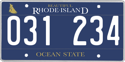 RI license plate 031234