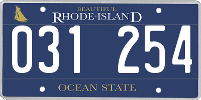 RI license plate 031254