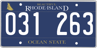 RI license plate 031263