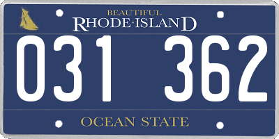 RI license plate 031362