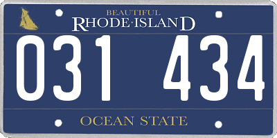 RI license plate 031434