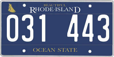 RI license plate 031443