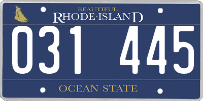 RI license plate 031445