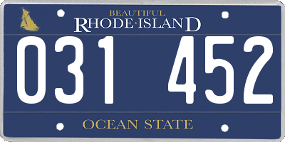 RI license plate 031452