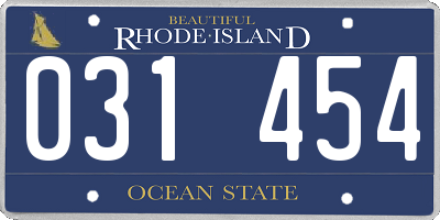 RI license plate 031454