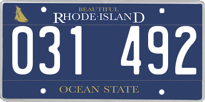 RI license plate 031492