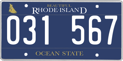 RI license plate 031567
