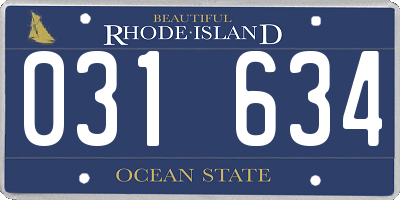 RI license plate 031634