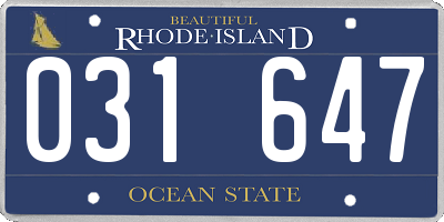 RI license plate 031647