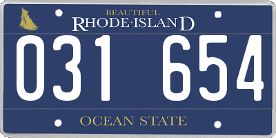RI license plate 031654
