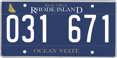 RI license plate 031671
