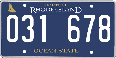 RI license plate 031678
