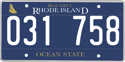 RI license plate 031758
