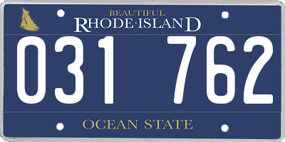 RI license plate 031762