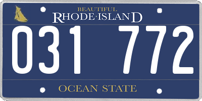 RI license plate 031772